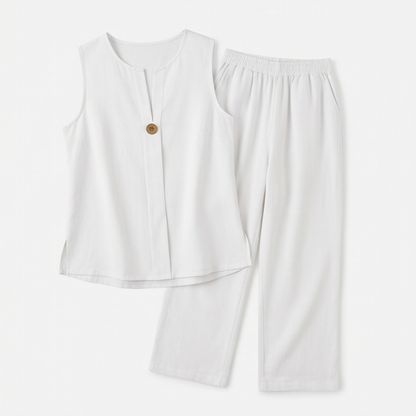 Lunavia Sleeveless Linen Co-Ord Set with Wide-Leg Pants — View 11 | Clova
