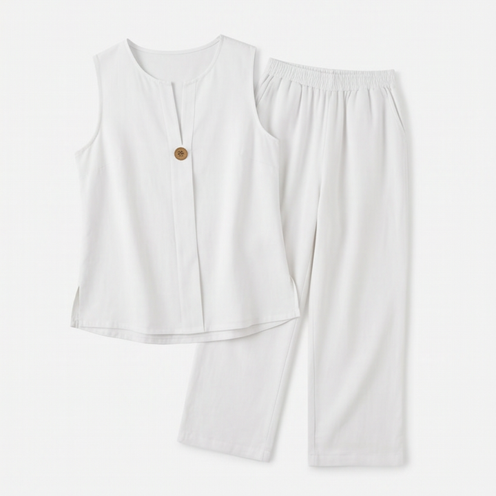 Lunavia Sleeveless Linen Co-Ord Set with Wide-Leg Pants — View 11 | Clova