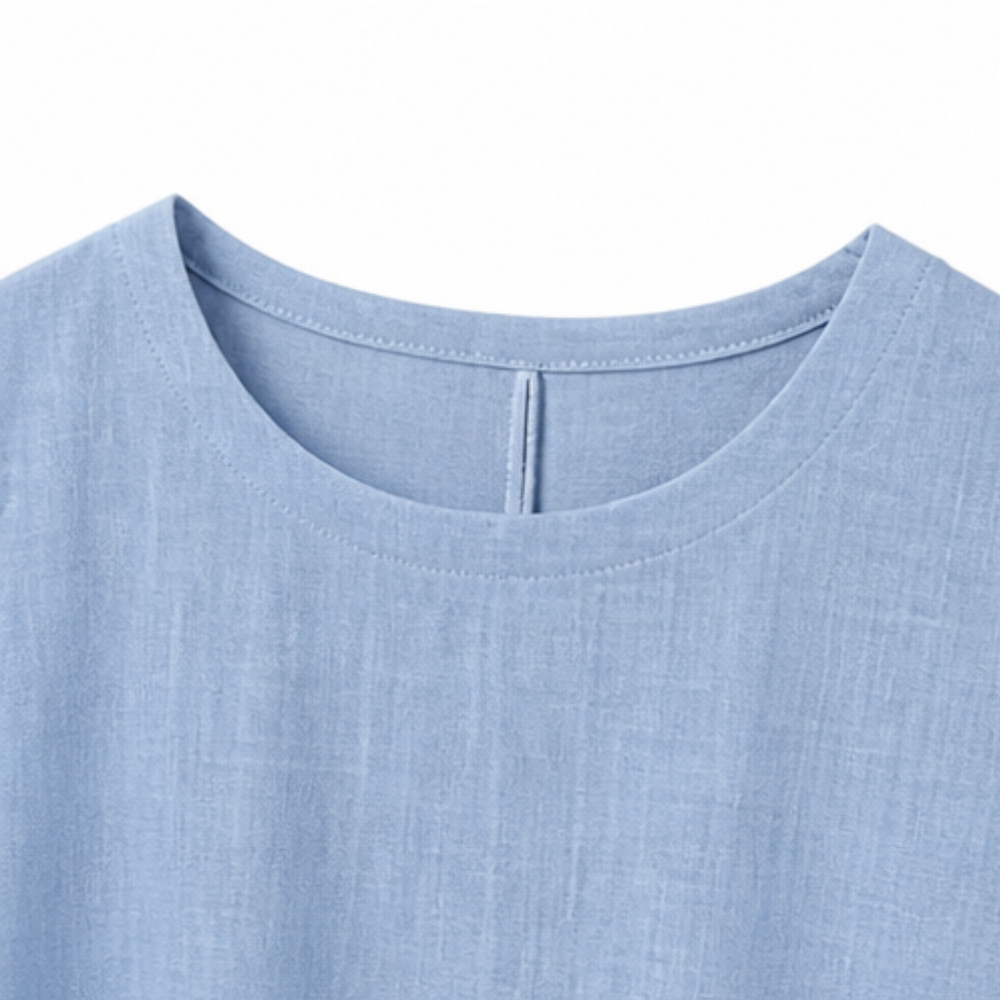 Cotton-Linen Asymmetric Button Midi Dress — View 5 | Clova