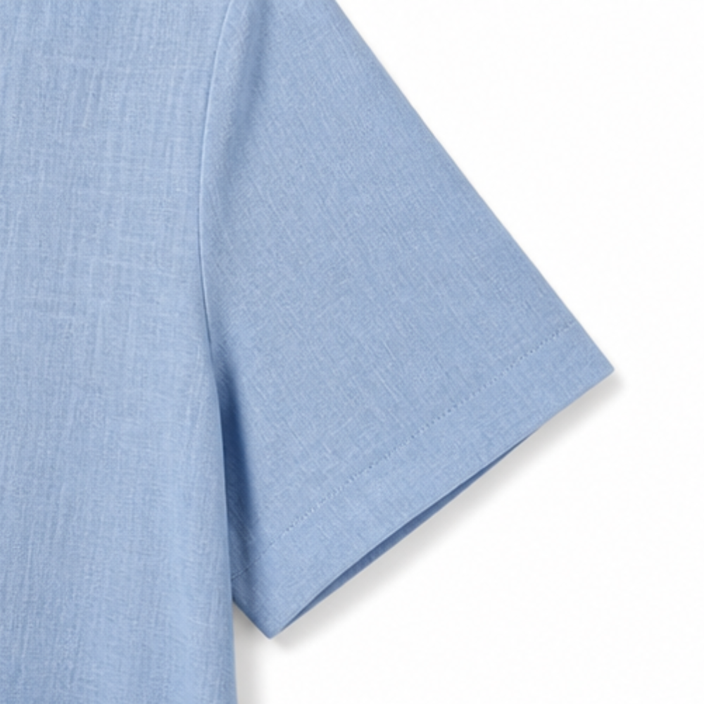 Cotton-Linen Asymmetric Button Midi Dress — View 6 | Clova