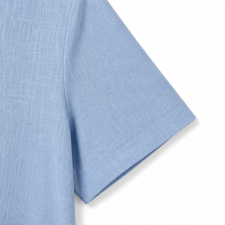 Cotton-Linen Asymmetric Button Midi Dress — View 6 | Clova