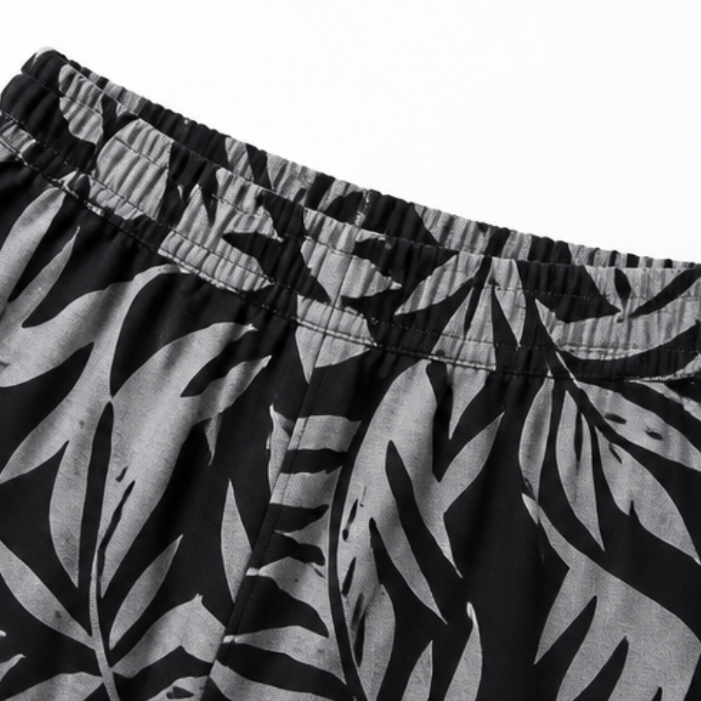V-Neck Top &amp; Leaf-Print Wide-Leg Pants Set — View 16 | Clova