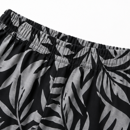 V-Neck Top & Leaf-Print Wide-Leg Pants Set — View 16 | Clova