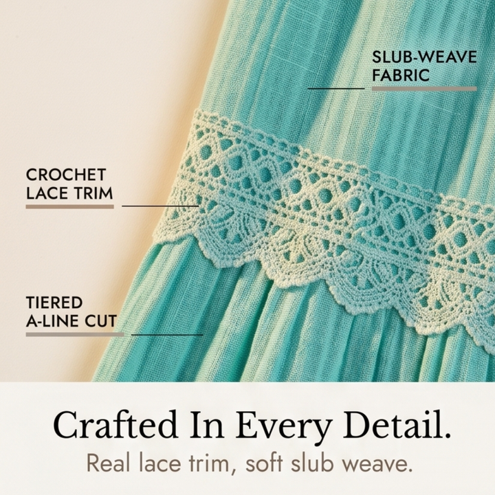 Sundara Tiered Lace Midi Dress with Hidden Pockets — View 7 | Clova