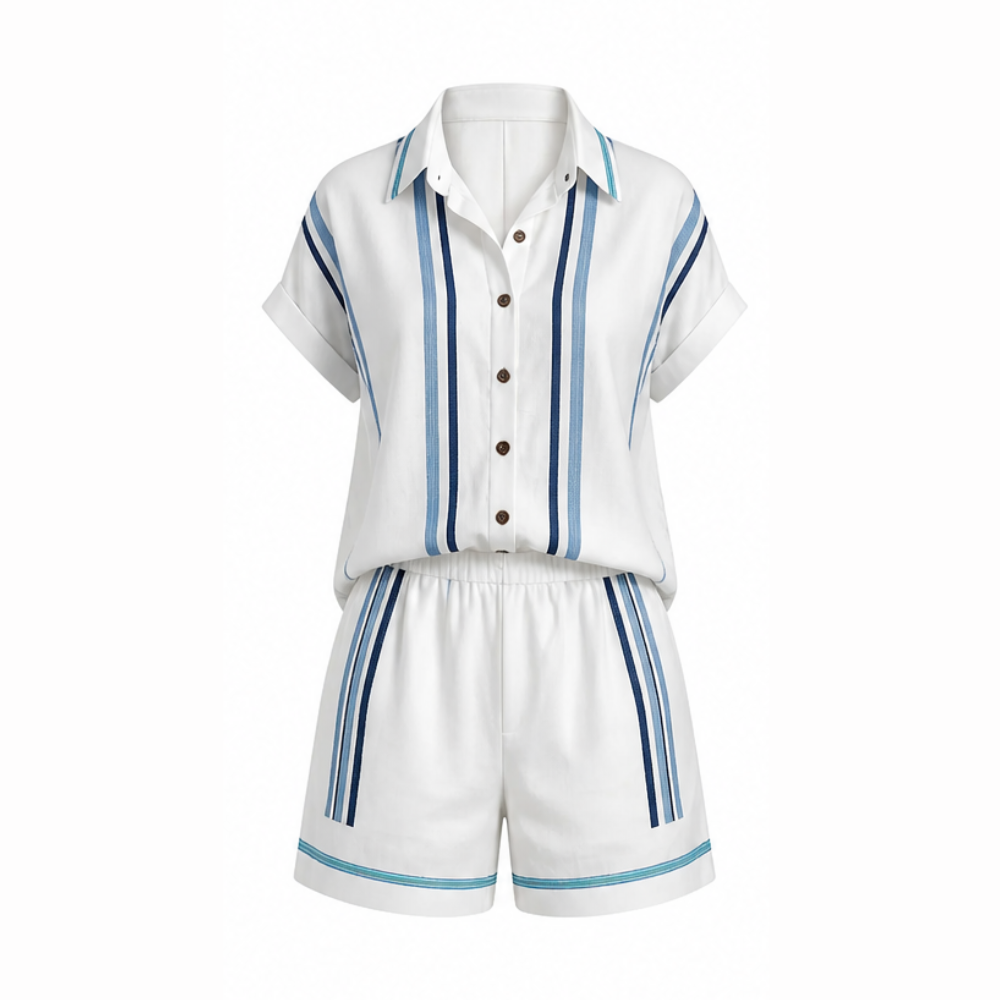 Tara - Coastal Shirt and Shorts Set — View 11 | Clova