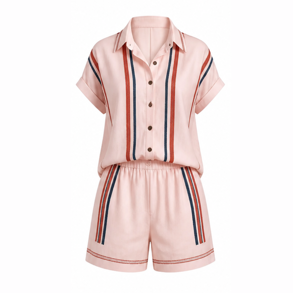 Tara - Coastal Shirt and Shorts Set — View 13 | Clova
