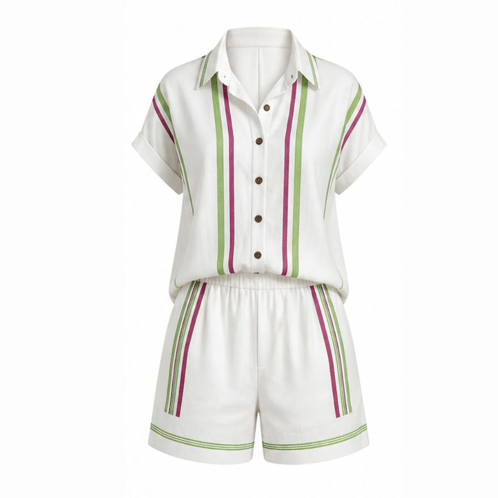 Tara - Coastal Shirt and Shorts Set — View 12 | Clova