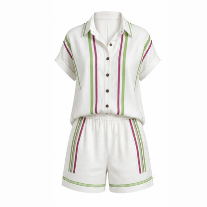 Tara - Coastal Shirt and Shorts Set — View 12 | Clova