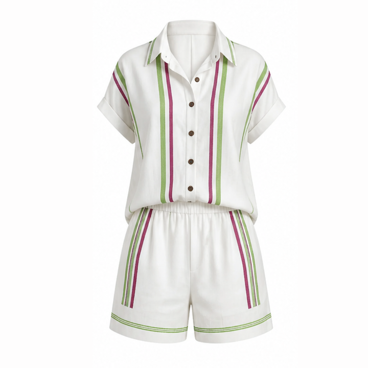 Tara - Coastal Shirt and Shorts Set — View 12 | Clova