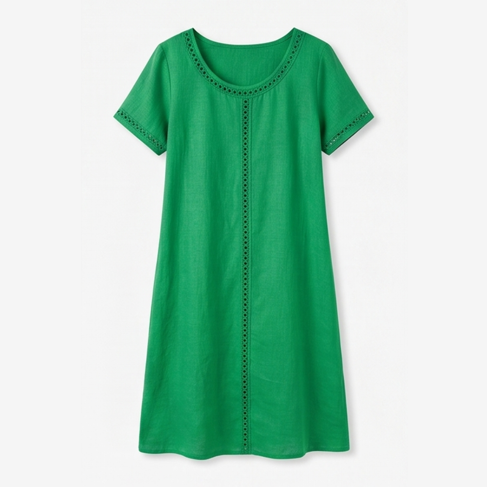 Lunavia Eyelet Trim Linen Midi Dress for Effortless Summer Style — View 14 | Clova