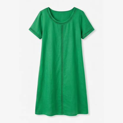 Lunavia Eyelet Trim Linen Midi Dress for Effortless Summer Style — View 14 | Clova