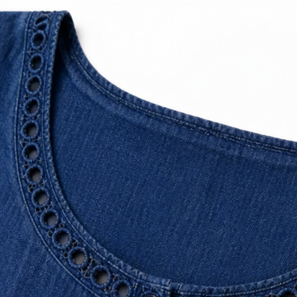 Lunavia Eyelet Trim Linen Midi Dress for Effortless Summer Style — View 8 | Clova