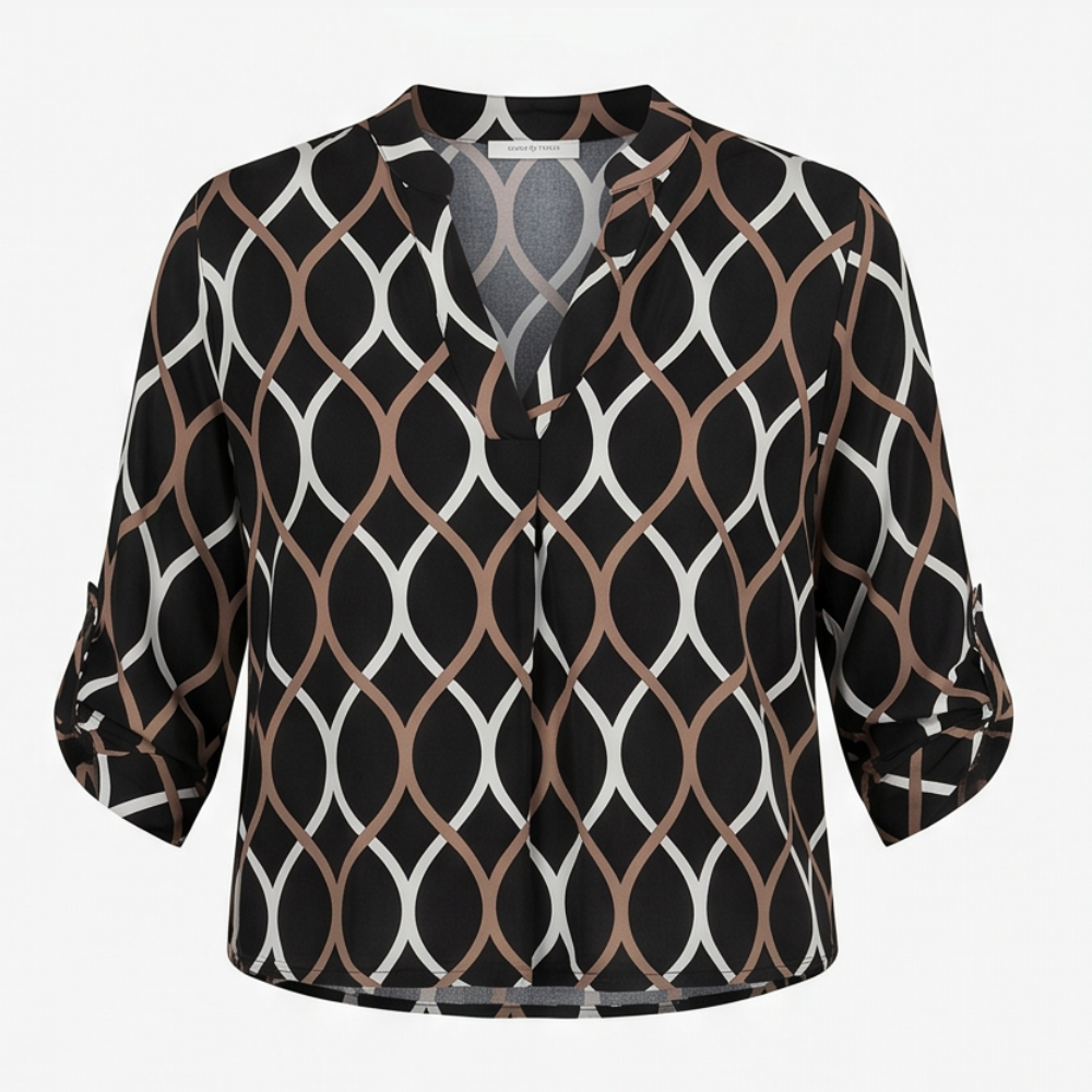 Flowy Printed V-Neck Blouse — View 13 | Clova