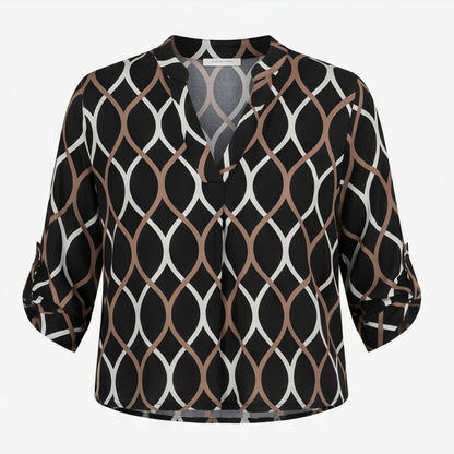 Flowy Printed V-Neck Blouse — View 13 | Clova