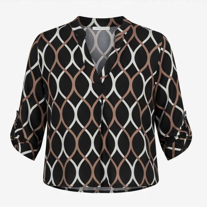Flowy Printed V-Neck Blouse — View 13 | Clova