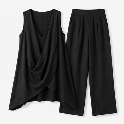 Draped Linen Two-Piece Set — View 13 | Clova