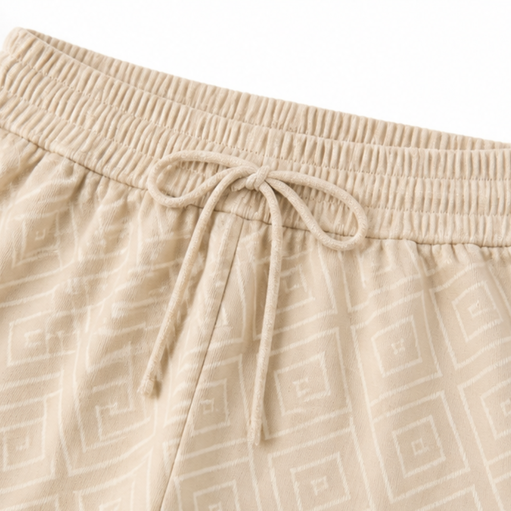 Collared Two-Piece Set with Drawstring Wide-Leg Pants — View 9 | Clova