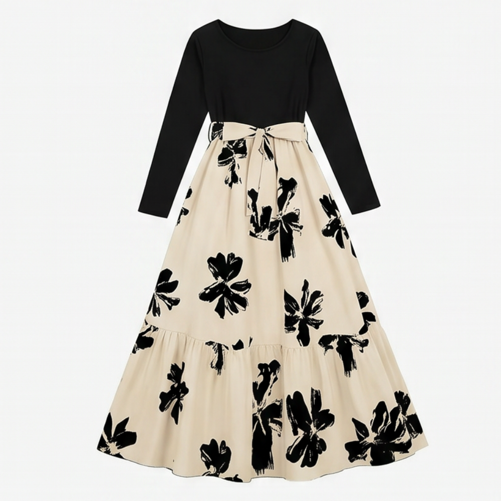 Floral Tie-Waist Maxi Dress — View 11 | Clova
