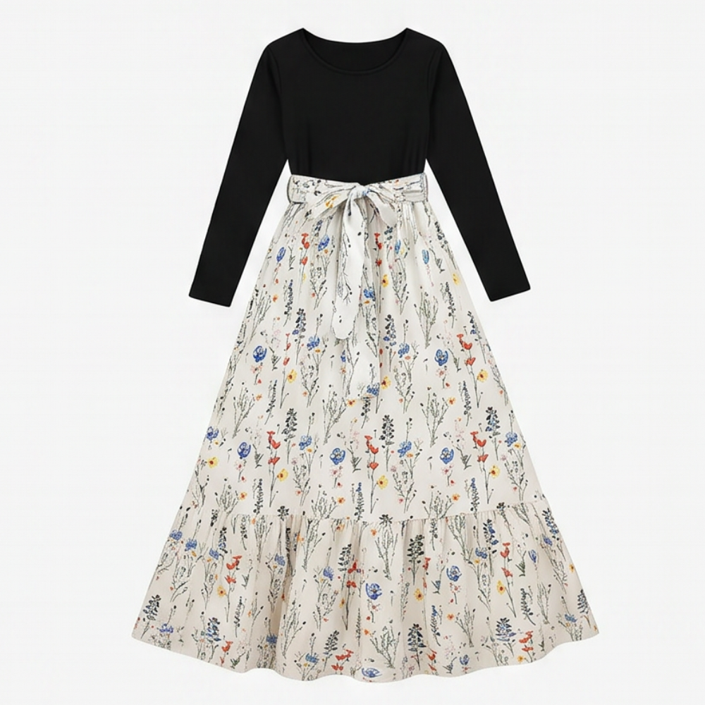 Floral Tie-Waist Maxi Dress — View 12 | Clova