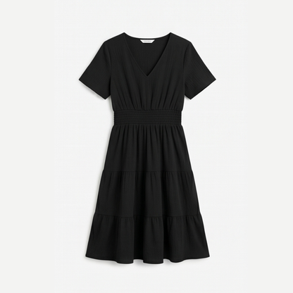Solenna Smocked Waist Tiered Mini Dress — View 19 | Clova