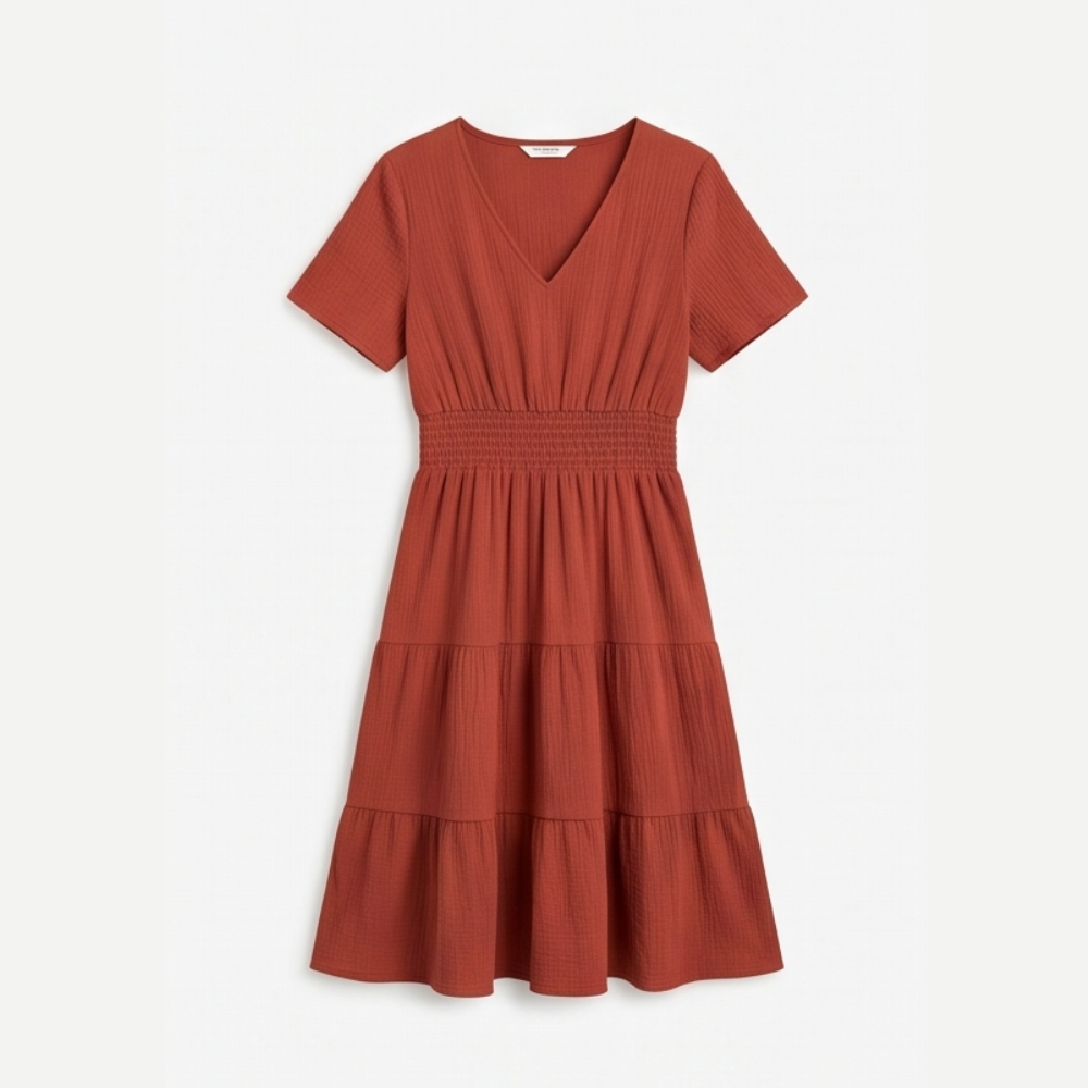 Solenna Smocked Waist Tiered Mini Dress — View 20 | Clova