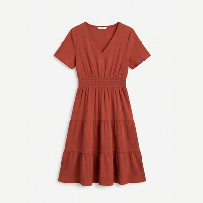Solenna Smocked Waist Tiered Mini Dress — View 20 | Clova