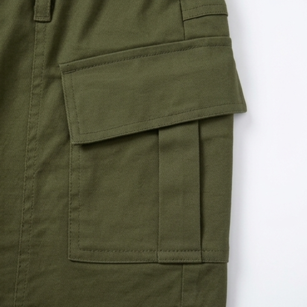 High-Waisted Stretch Cargo Shorts — View 9 | Clova