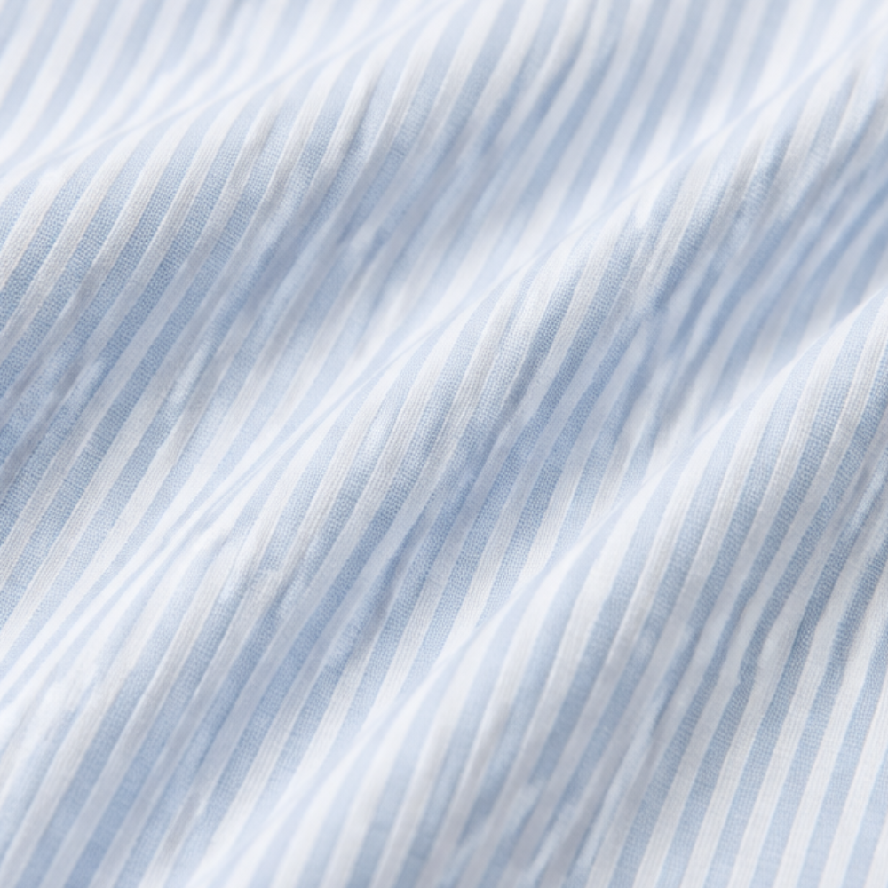 Striped Henley Top with Slimming Stripe Panel — View 10 | Clova
