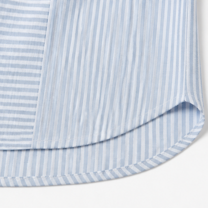Striped Henley Top with Slimming Stripe Panel — View 9 | Clova