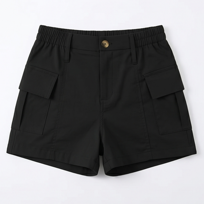 High-Waisted Stretch Cargo Shorts — View 12 | Clova