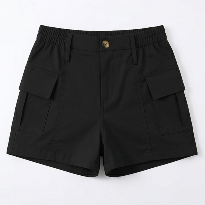 High-Waisted Stretch Cargo Shorts — View 12 | Clova