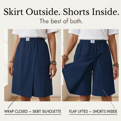 Wrap-Front Skort with Hidden Shorts — View 9 | Clova