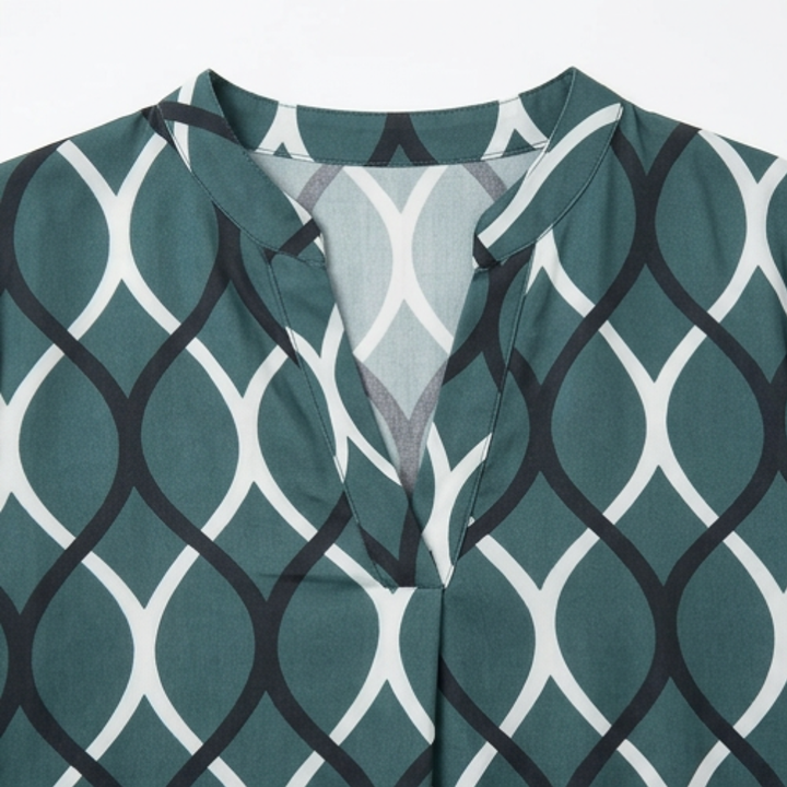 Flowy Printed V-Neck Blouse — View 8 | Clova