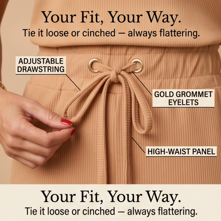 Ribbed V-Neck Top and Midi Skirt Set — View 8 | Clova