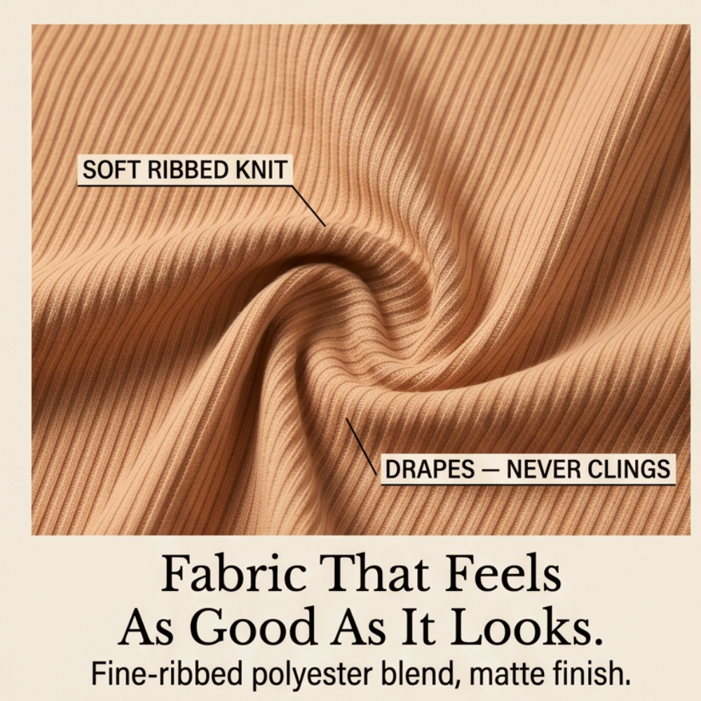 Ribbed V-Neck Top and Midi Skirt Set — View 9 | Clova