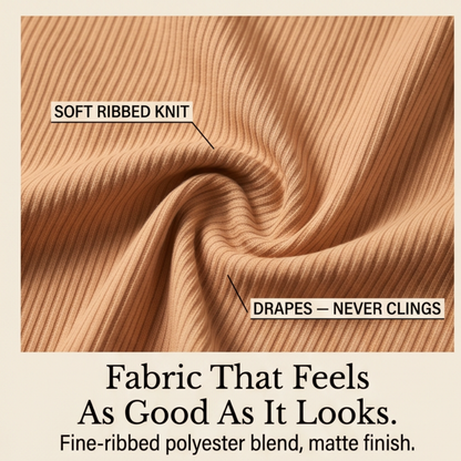 Ribbed V-Neck Top and Midi Skirt Set — View 9 | Clova