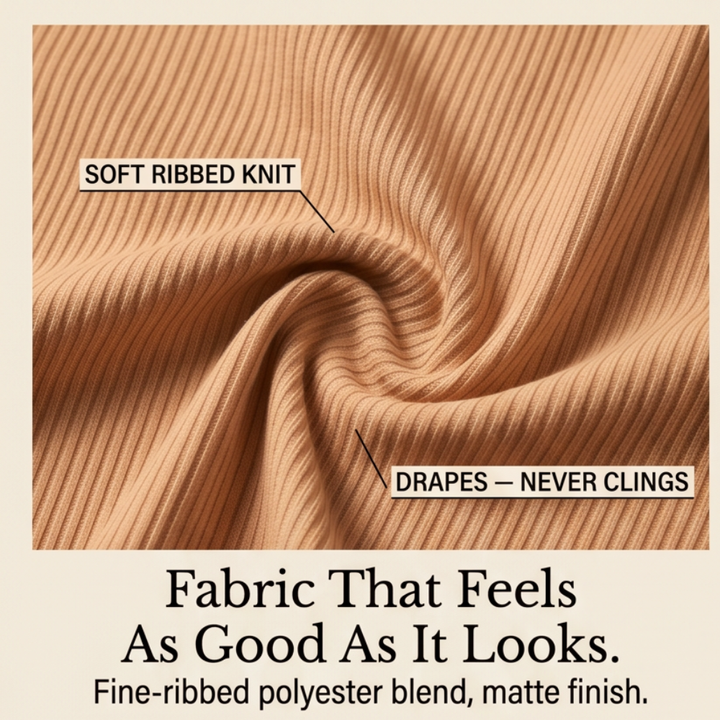 Ribbed V-Neck Top and Midi Skirt Set — View 9 | Clova