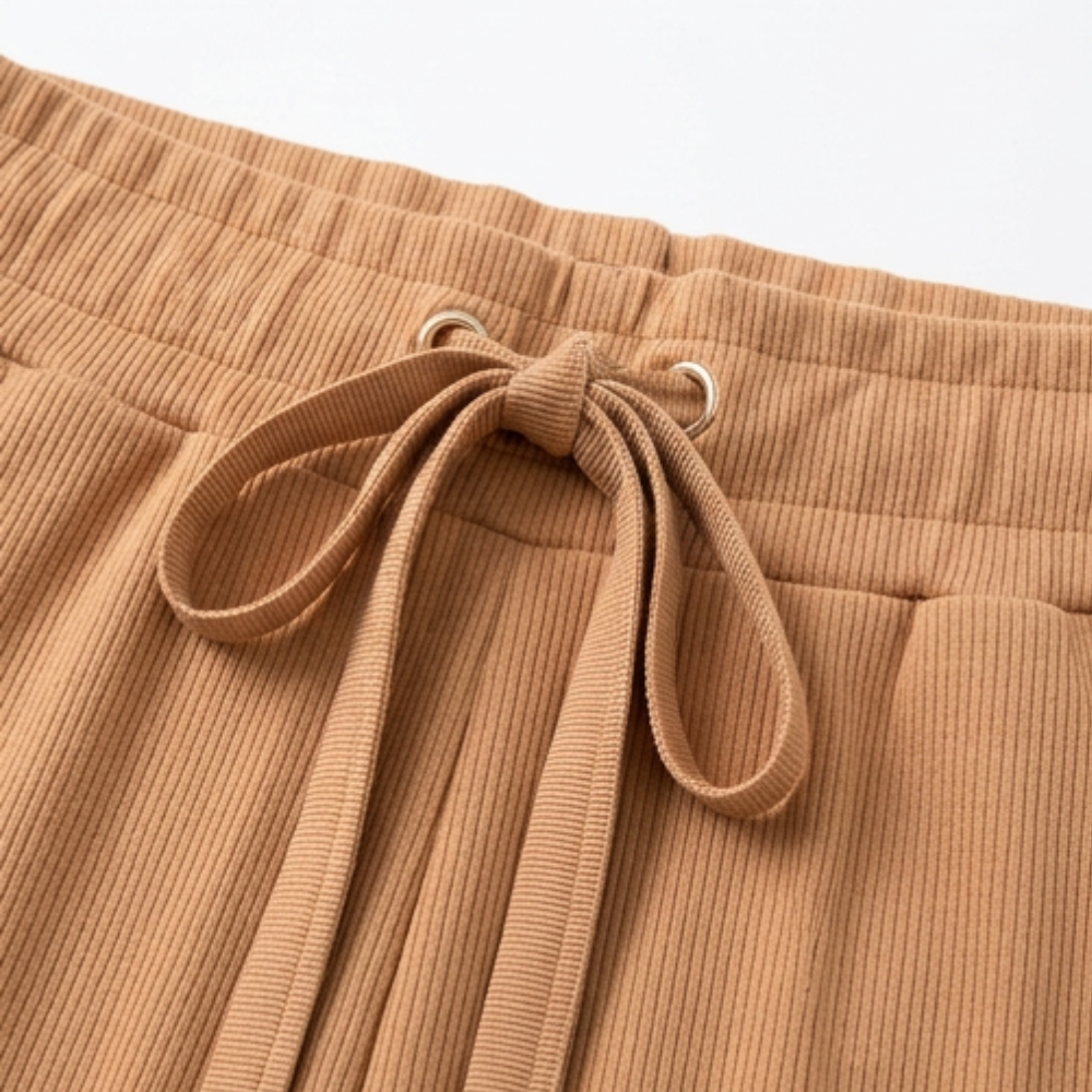 Ribbed V-Neck Top and Midi Skirt Set — View 13 | Clova