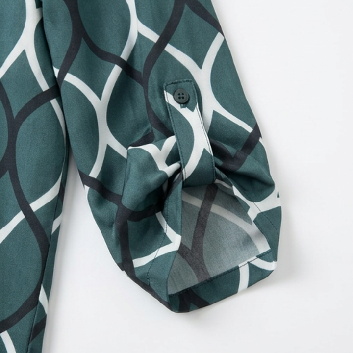 Flowy Printed V-Neck Blouse — View 9 | Clova