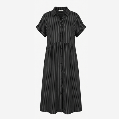 Airy Striped Midi Shirt Dress — View 14 | Clova