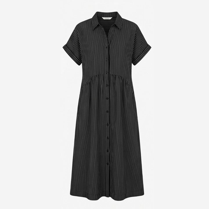Airy Striped Midi Shirt Dress — View 14 | Clova