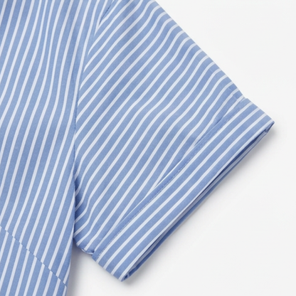 Airy Striped Midi Shirt Dress — View 9 | Clova