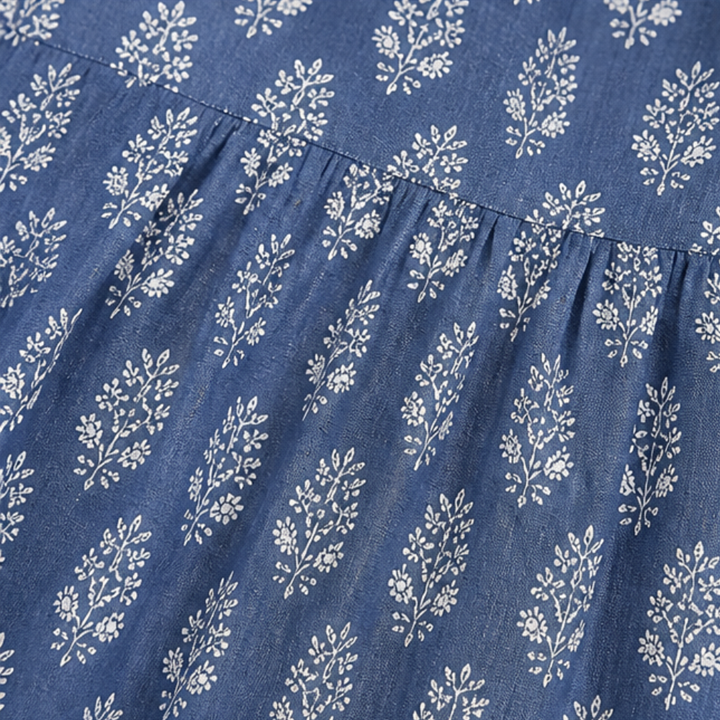 Block-Print V-Neck Summer Blouse — View 13 | Clova