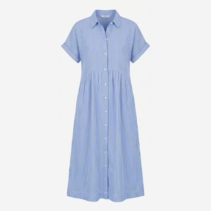 Airy Striped Midi Shirt Dress — View 11 | Clova
