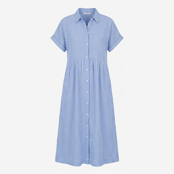 Airy Striped Midi Shirt Dress — View 11 | Clova