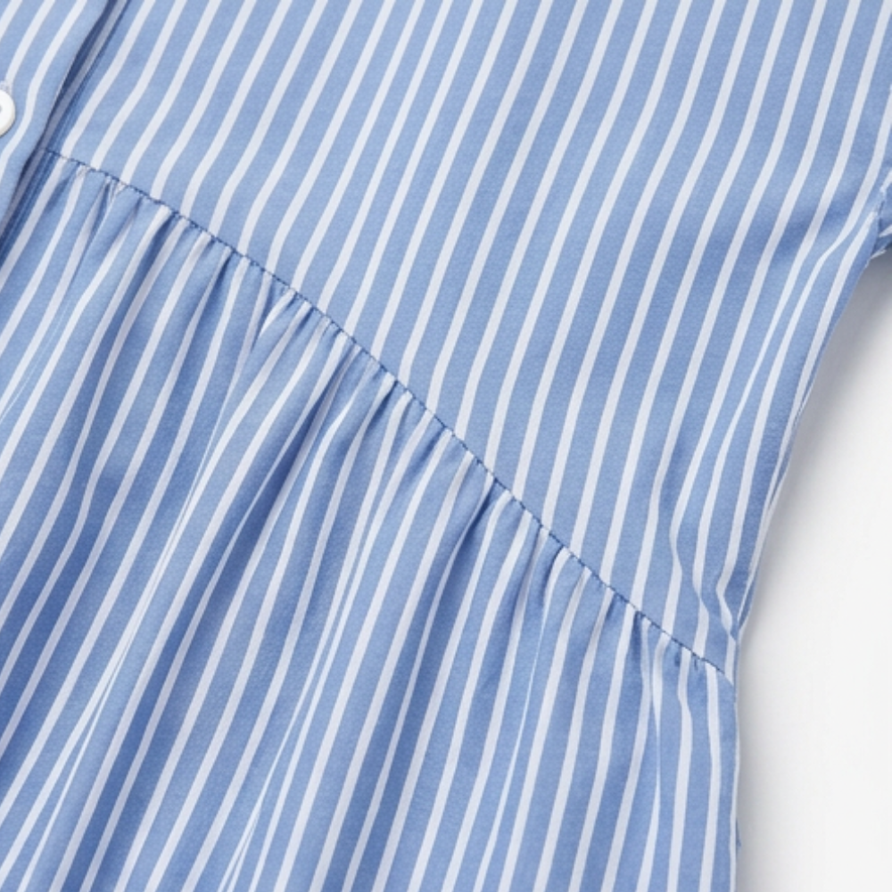 Airy Striped Midi Shirt Dress — View 8 | Clova