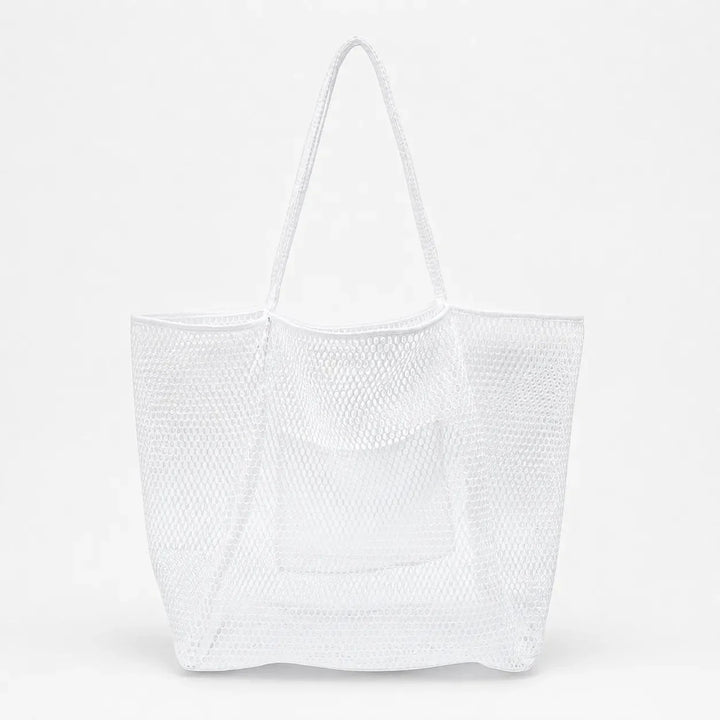 Mesh Beach Tote Bag with Hidden Zip Pocket, Sand Free Shoulder Bag for Women