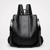 Convertible Leather Backpack Crossbody Bag for Women