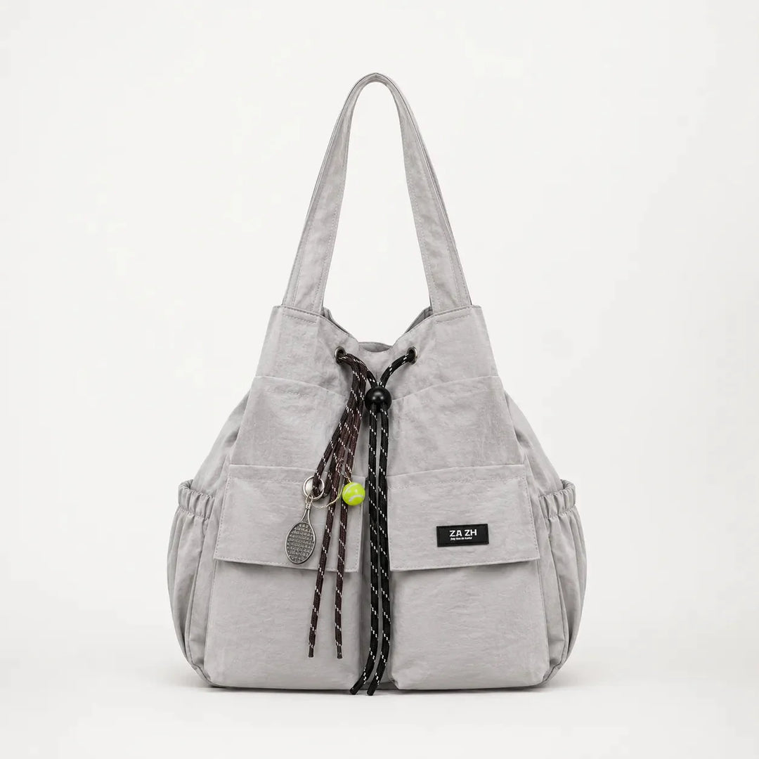 Convertible Drawstring Canvas Tote Backpack with Cargo Pockets