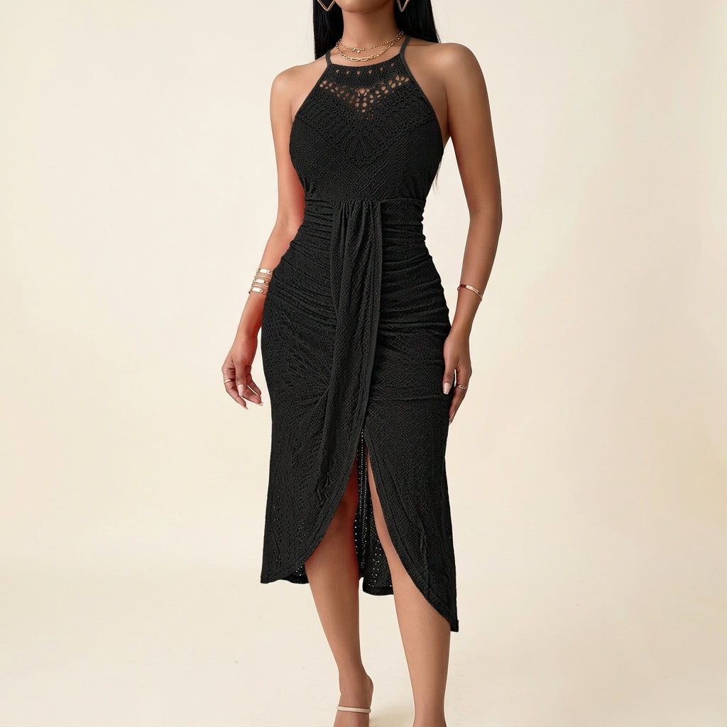 Lace Halterneck Maxi Dress